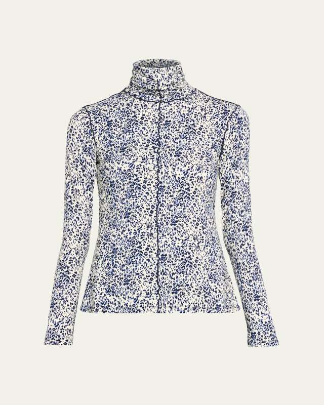Audrey Cheetah Jersey Turtleneck Top